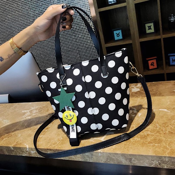Canvas Wave Point Mummy Bag Portable Shoulder Messenger Bag Stor Vit