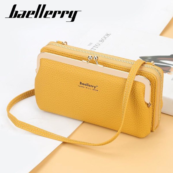 Baellerry Pu Läder Kvinnor Långa plånböcker Casual Små crossbody Blå