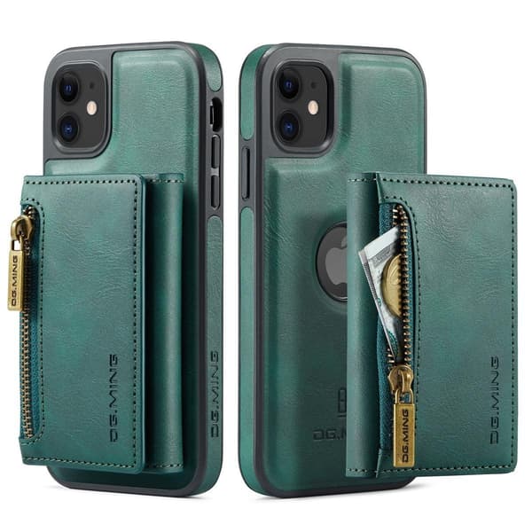 (Til iPhone 14 Pro) DG.MING M5-serien aftageligt pung-etui m grøn