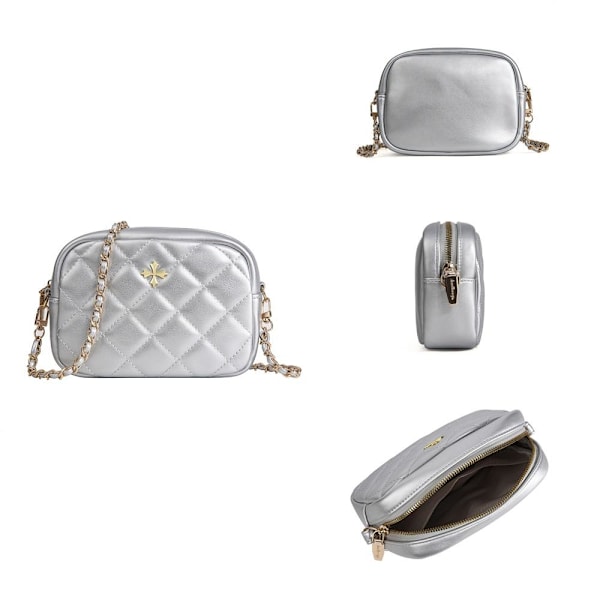 Baellerry Naisten Vuorattu Timanttiompeleinen Olkalaukku Mini Crossbody-laukku hopea