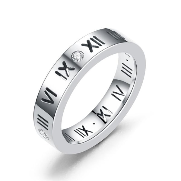 Tidlös parring med romerska siffror: Elegant band med diamantacc stål färg nr 10