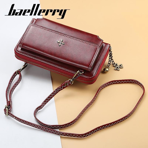 Baellerry Kvinder Læder Håndtaske Mode Crossbody Skuldertasker Koblinger rødvin 20 cm * 11,5 cm * 6 cm