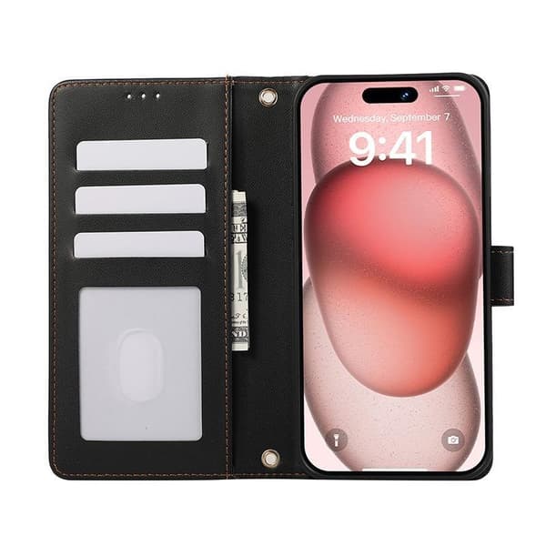 (För iPhone 12/12 Pro) Känsla Plånbok Flip Case med kortfickor o Vit