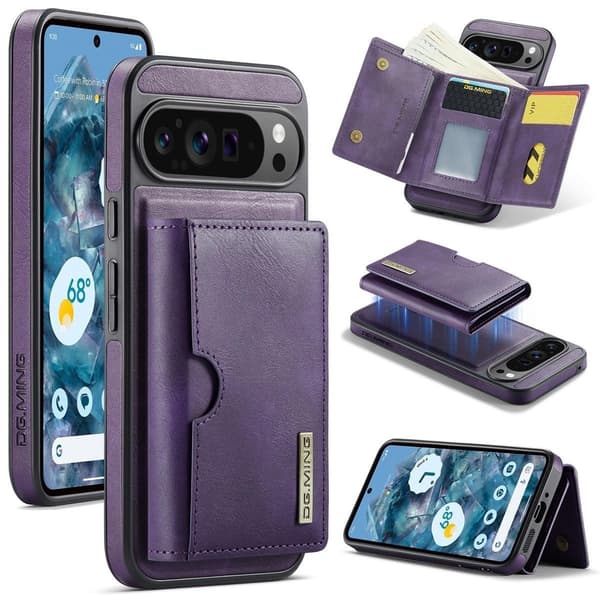 (Til iPhone 14 Pro) DG.MING M6 Serien Magnetisk Pung Etui: lilla