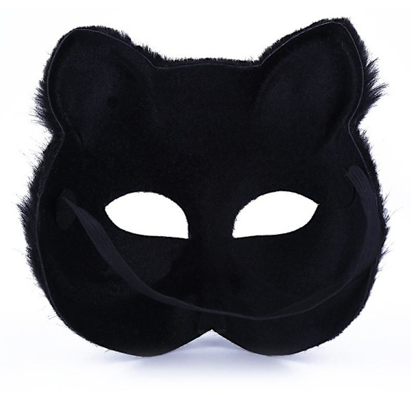 Maske ansigtsmaske fox animal mask masker maskerade til halloween cosp sort 2 stk