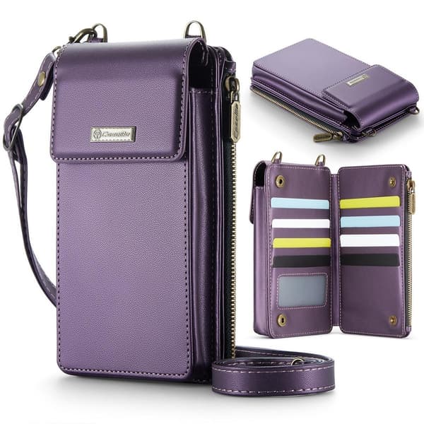 (Til iPhone 16E) 3 i 1 Crossbody telefonpung med RFID-blokering og flere kortrum sort