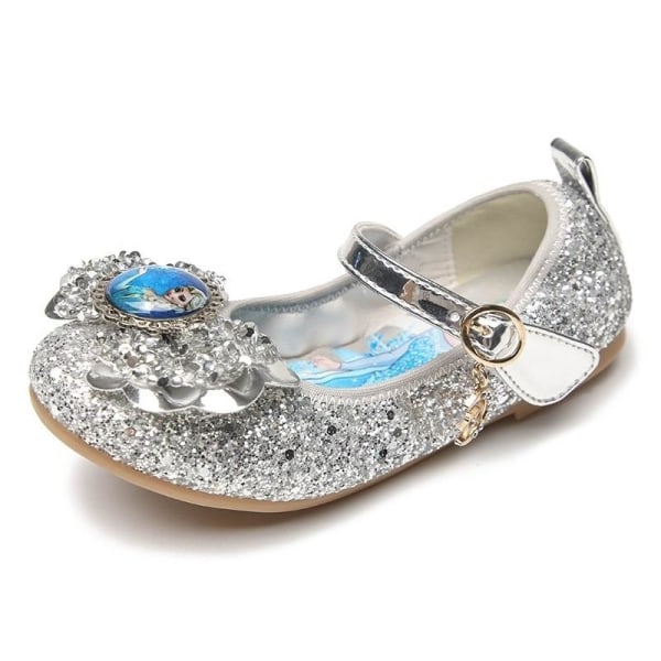 prinsesse elsa sko børn fest sko pige sølv farvet 15,5 cm / størrelse 24