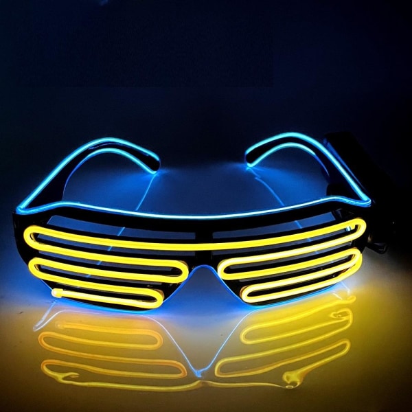 Led lys briller persienner briller tofarget trådløs fest f blå og gul