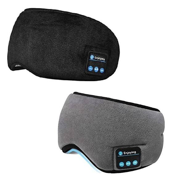 Ögonmask hörlurar sovhörlurar sömnhörlurar music eyemask trådlös 1st Svart＋1st Grå
