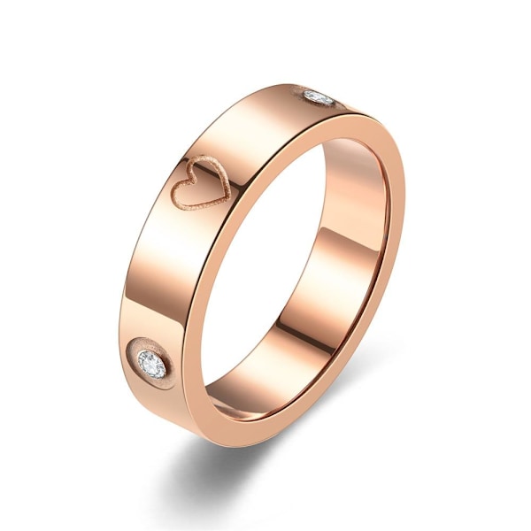 Love Heart Diamond Parring - Henkilökohtaiset Pinky-sormukset hänelle ja hänelle 5mm ruusukulta Nro 5