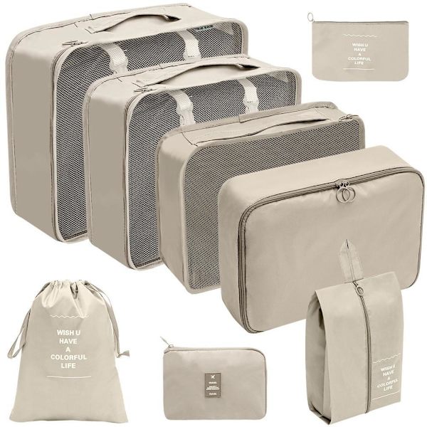 organiseringsset för resväskor väskinsats organiseringsset 8 del beige