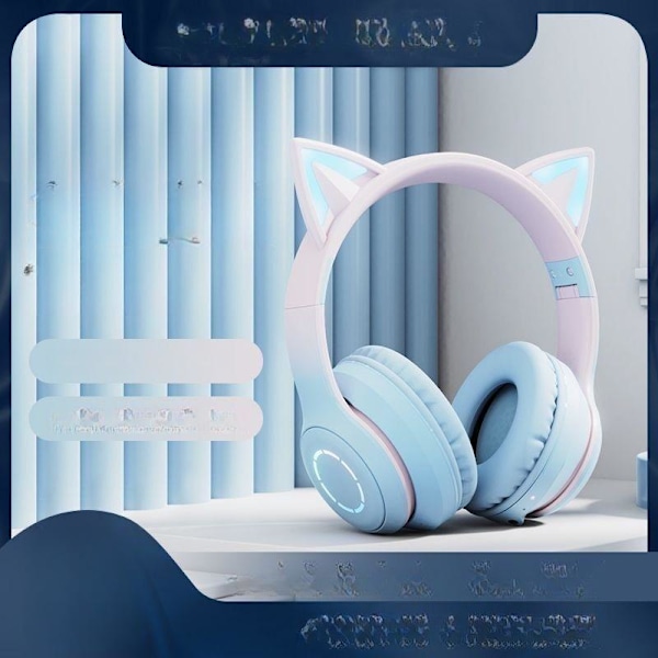 kattöron headset sladdlösa katt bluetooth hörlurar grön