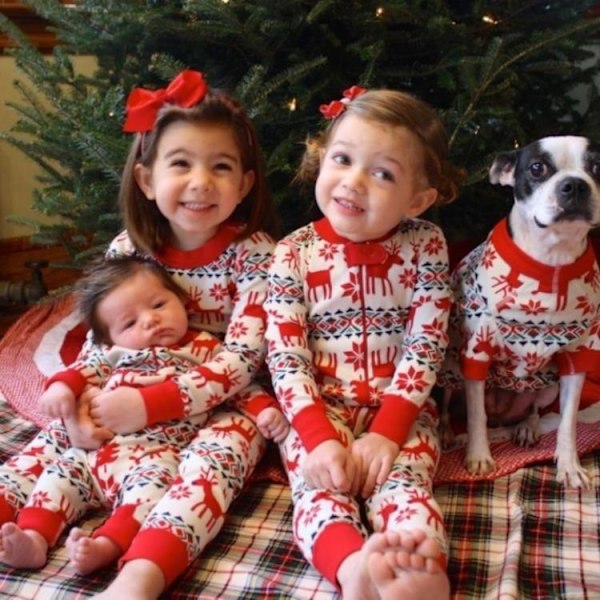 julkläder julpyjamas familj pyjamasbyxor jultröja pyjamas set Barn 6T