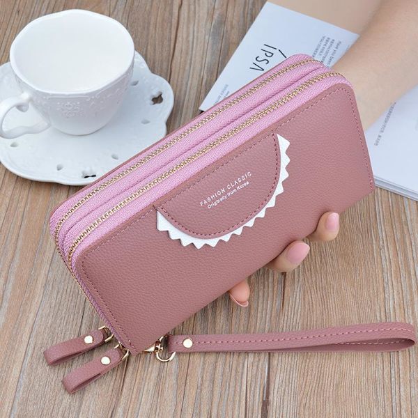 Baellerry PU läder dubbel blixtlås handväskor mode telefonväskor Violett 19.5cm*9.5cm*4cm