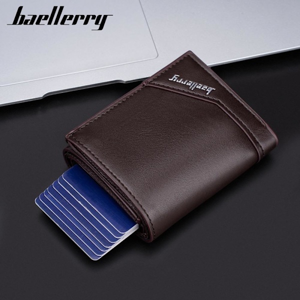Baellerry Herre RFID Aluminium Visitkort Holder Tynd Tegnebog 3-fold sort