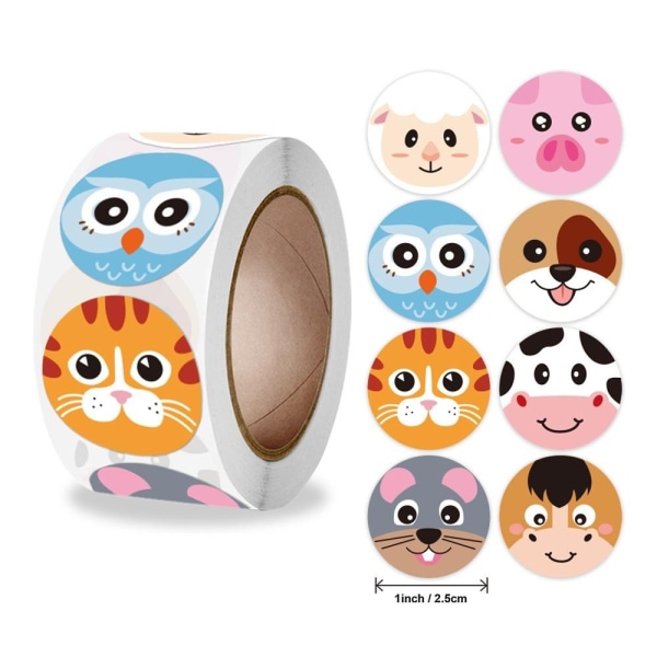 Selvklæbende etiketter Juleetiketter Cute Animals Reward Stickers stil 5 2,5 cm/1 tomme