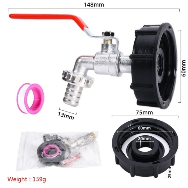 ibc tank adapter vandhane til ibc ibc tank adapter legering s60*6 til 1/2 tomme hane