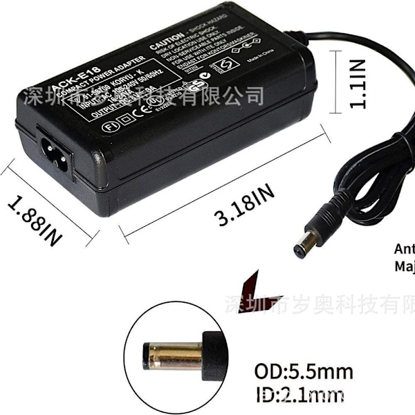 Canon ACK-E18 Netstrømsadapter Sæt til EOS-kameraer - Erstatter LP-E17 b sort sat i tre dele