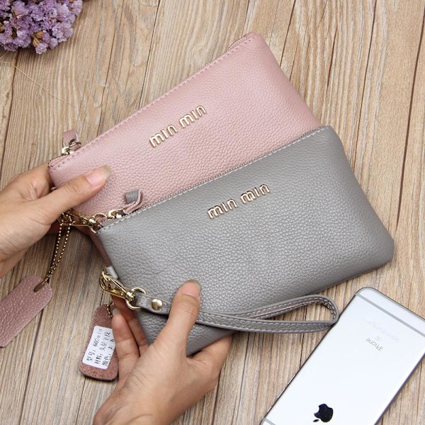 Ægte læder kvinder clutch tasker mode håndtasker ko læder dame lyserød 20 cm * 11 cm * 1 cm