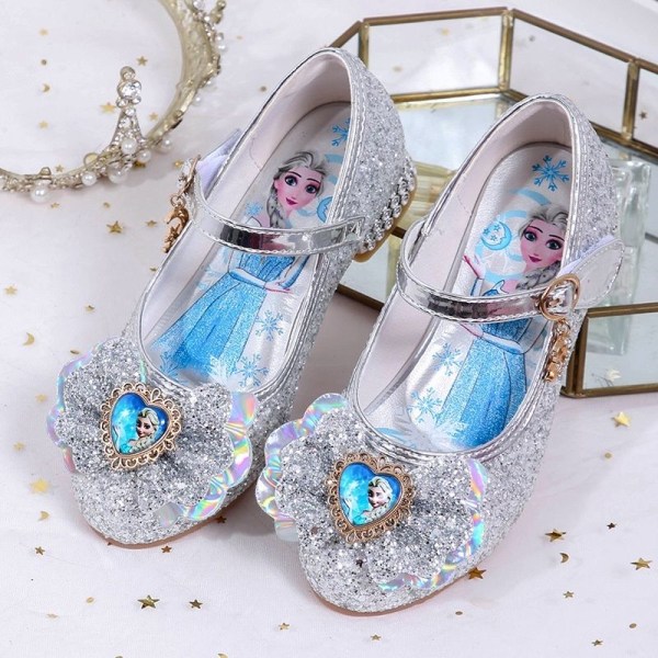 elsa prinsesse sko barn pige med pailletter blå 18 cm / størrelse 28