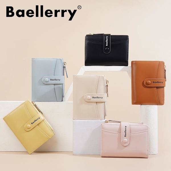 Baellerry kort lommebok for kvinner - stilig minimalistisk myntveske gul