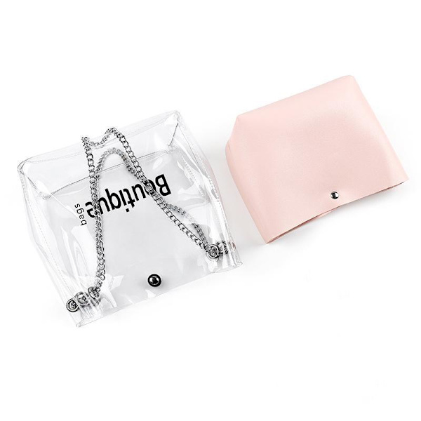 PVC Transparent gelétaske Stilfuld modertaske tosset skuldertaske til lyserød