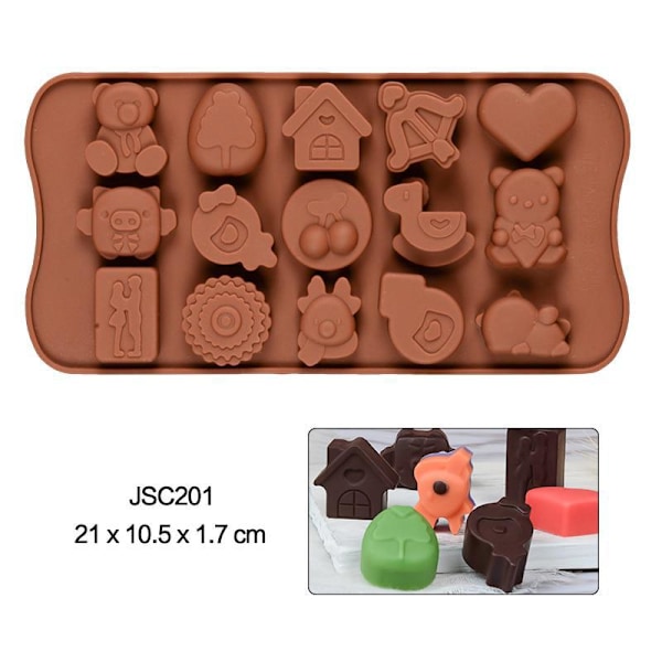 Silikon choklad mögel 24Shapes choklad bakning verktyg non-stick Brun JSC050