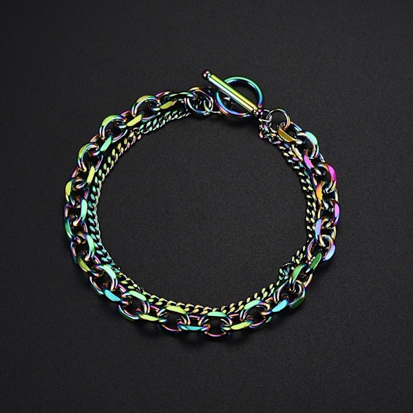 Dubbellagers minimalistiskt OT-armband för kvinnor - enkla men t stålfärgat dubbellager ot-armband
