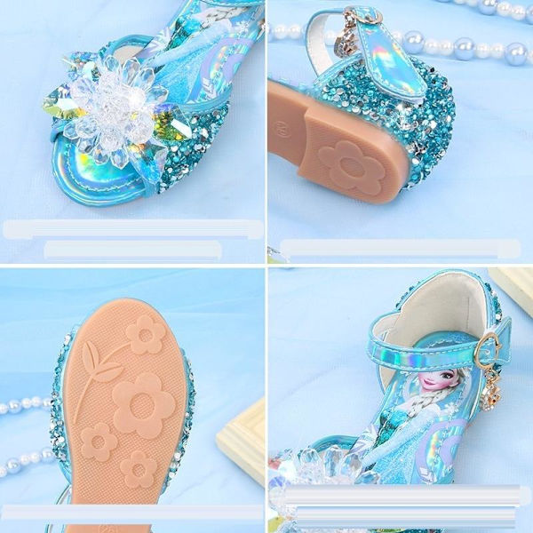elsa prinsess skor barn flicka med paljetter silverfärgad 15.5cm / size23