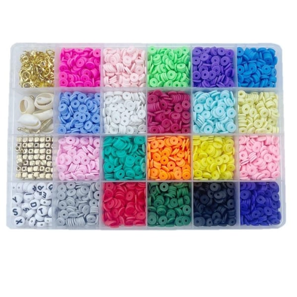 Flat Clay Beads sæt runde polymer lerperler til DIY smykker som billedet viser