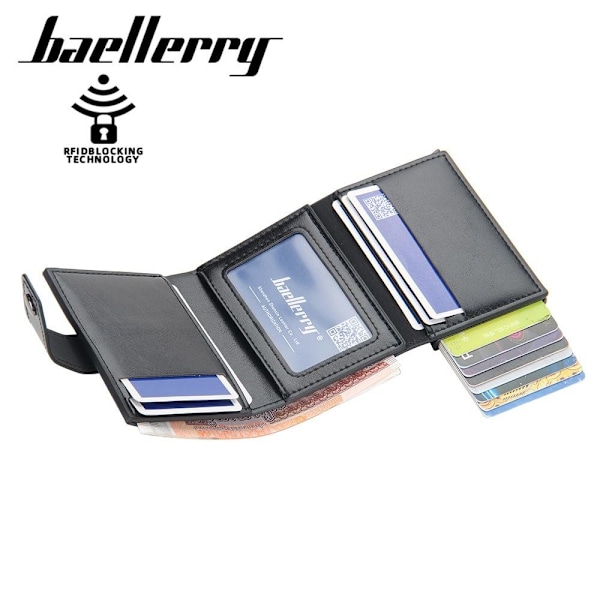 BAELLERRY Automatisk Popup Kortholder til Mænd RFID-Blokering sort