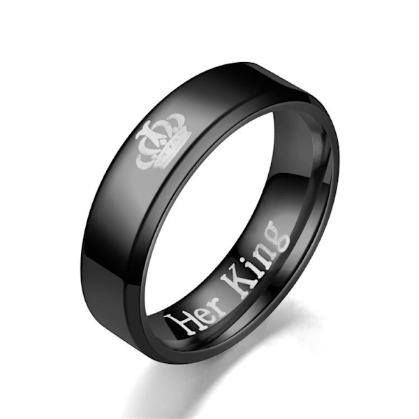 Regal avfasad kronkung ring för honom - lyxiga par smyckesset me black his queen nr 6