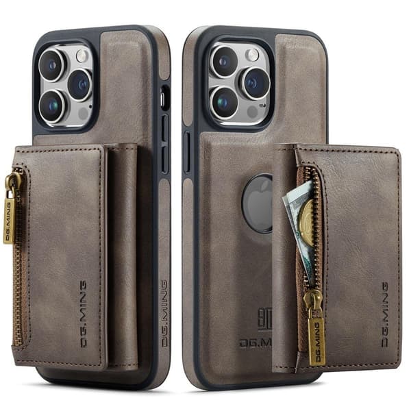 (For iPhone 12 / iPhone 12 Pro) DG.MING M5-serien avtakbar lommebok kaffe
