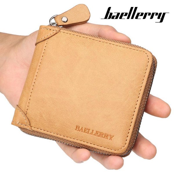 Baellerry Miesten Vintage Lyhyet Lompakot Pu Nahka Vetoketju Lyhyet Reiät kahvi