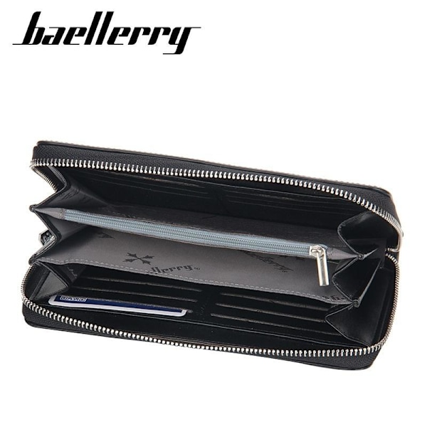 Baellerry Lang lommebok for menn Mote Multi-Card Glidelås Clutch Bag kaffe