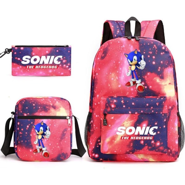 Sonic ryggsäck pennfodral axelremsväskor pack (3st) stjärna röd 3