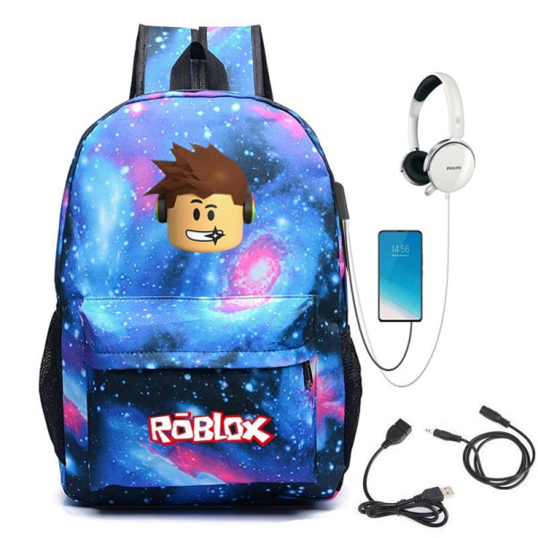 roblox ryggsekk barn ryggsekker ryggsekk med USB-uttak 1stk stjerne blå usb