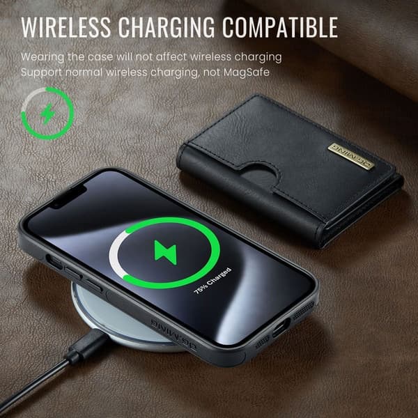 (Til iPhone 14 Plus) DG.MING M6 Serien Magnetisk Pung Etui sort