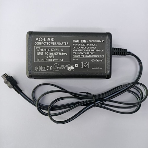 Sony AC-L200/L25B Strømadapter Lader for DV-kameraer og digitale svart AC-L200