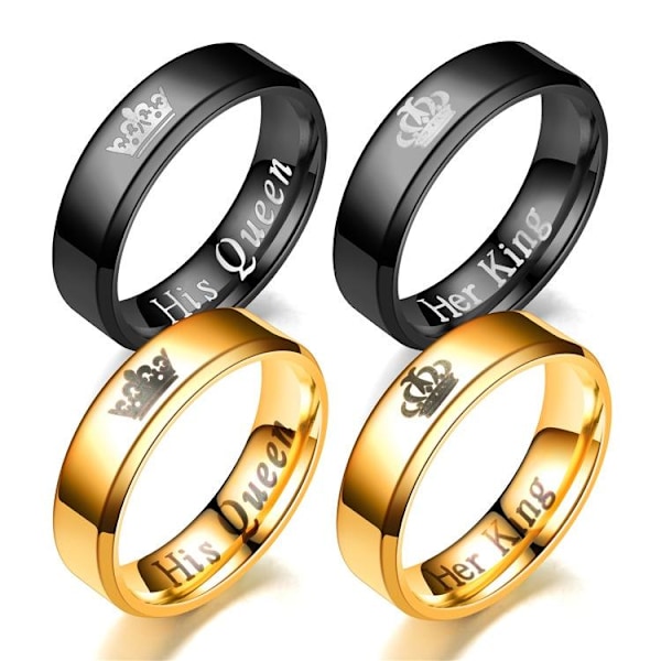 Regal avfasad kronkung ring för honom - lyxiga par smyckesset me golden hennes kung nr 6
