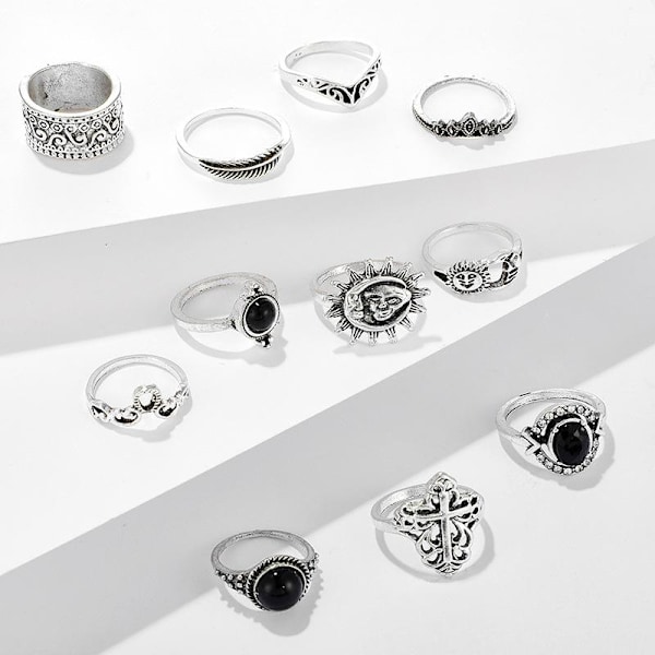All fingers ring ringar set med olika mönster
