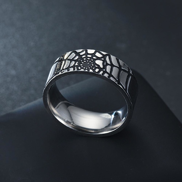 Fashionabla spindelnätsring - Gothic Punk Statement smycken för spindelnät i stålfärg nr 9