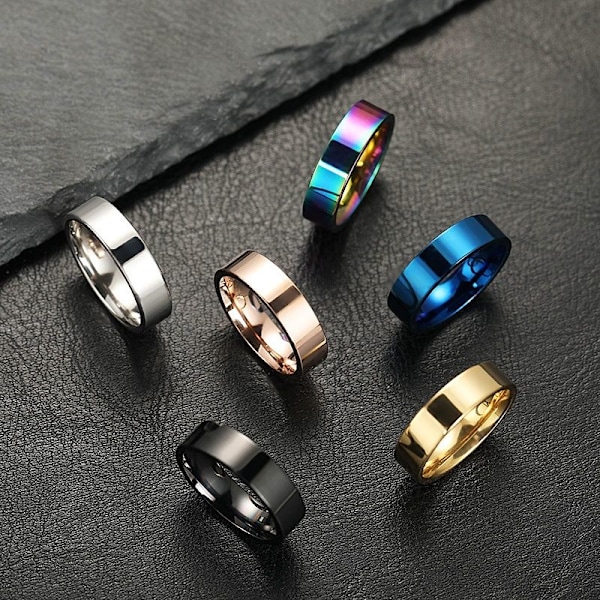 Upeat sopivat vihkisormukset - kiillotetut 14K kultaiset nauhat 4mm litteä musta Nro 8
