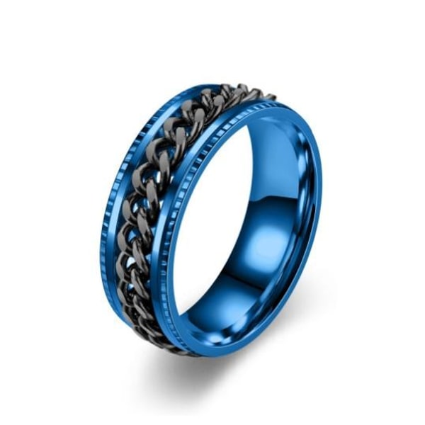 Ølflaskeåbner af titanstål Ring Herre Luck Jewelry Chain - Åbn 8 mm præget blå og sort kæde nr. 7