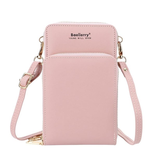 skulderremstaske mobiltaske med skulderstrop damer lyserød