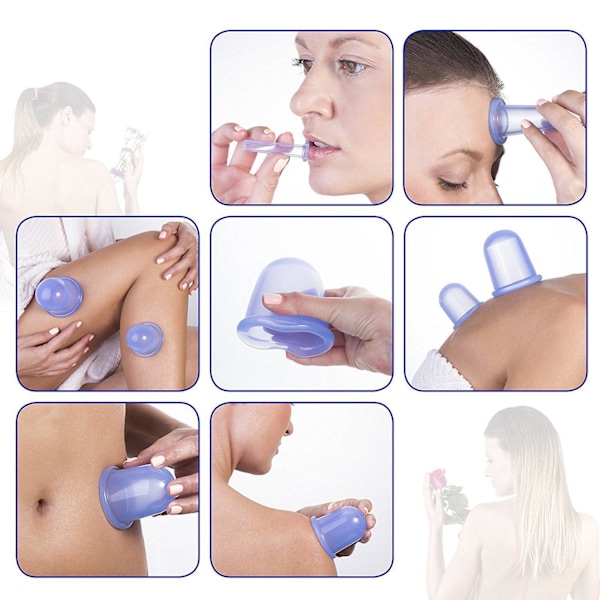 7 massagekopper pakke cupping helkropsmassage hjemmevakuumkop 7. gennemsigtig