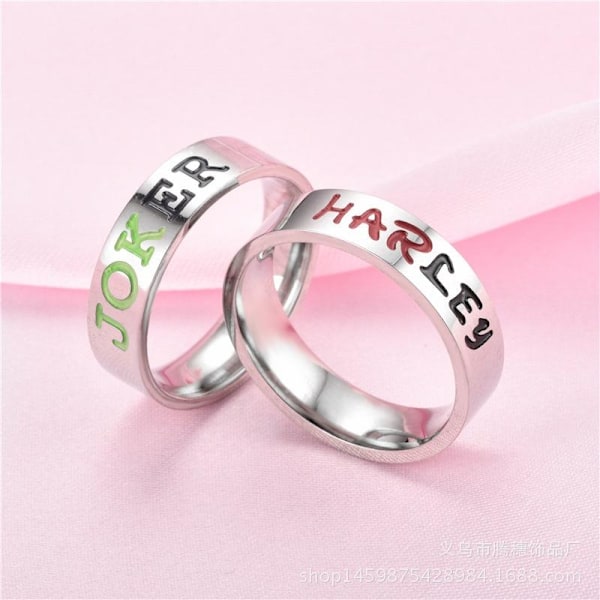 Joker &amp; Harley Quinn Emalj Dubbade Par Ring Set - DC Comics skämtsam nr 9