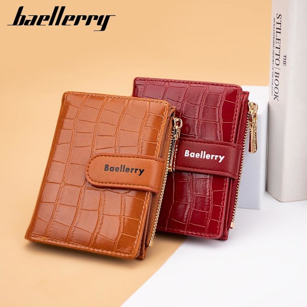 Baellerry kort lommebok for kvinner - Stilig steinstruktur myntveske brun
