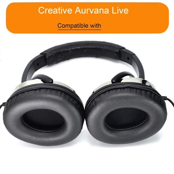 öronkuddar hörlurskuddar kuddar för Creative/ Aurvana Live svart