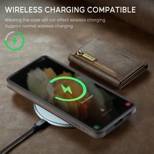 (iPhone 12 / iPhone 12 Pro) DG.MING M5 -sarjan irrotettava lompakko musta